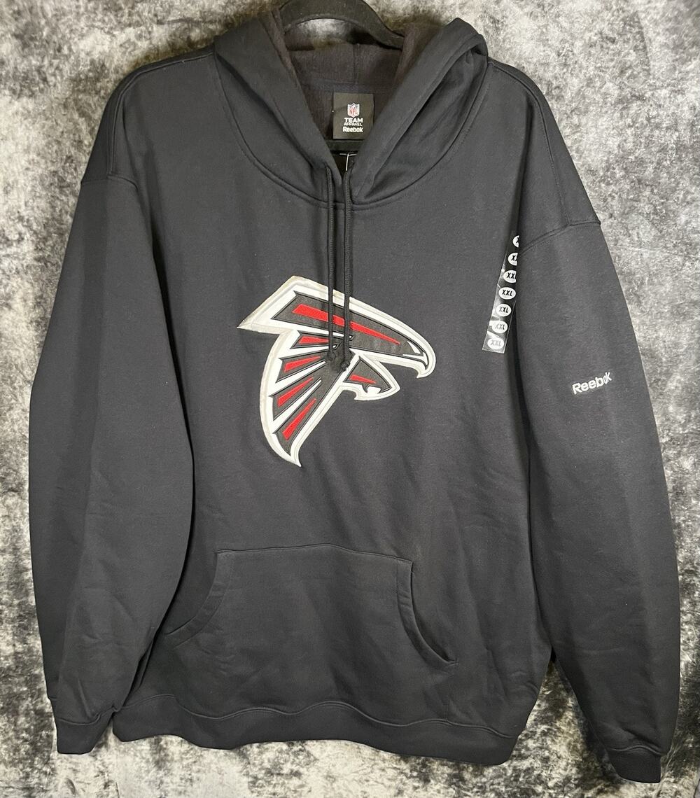NWT Reebok Atlanta Falcons Hoodie Men’s 2XL Black NFL Embroidered Pullover